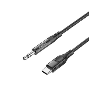 Rixus RXMU35C 3.5mm AUX To USB-C Braided Audio Cable 120CM Black