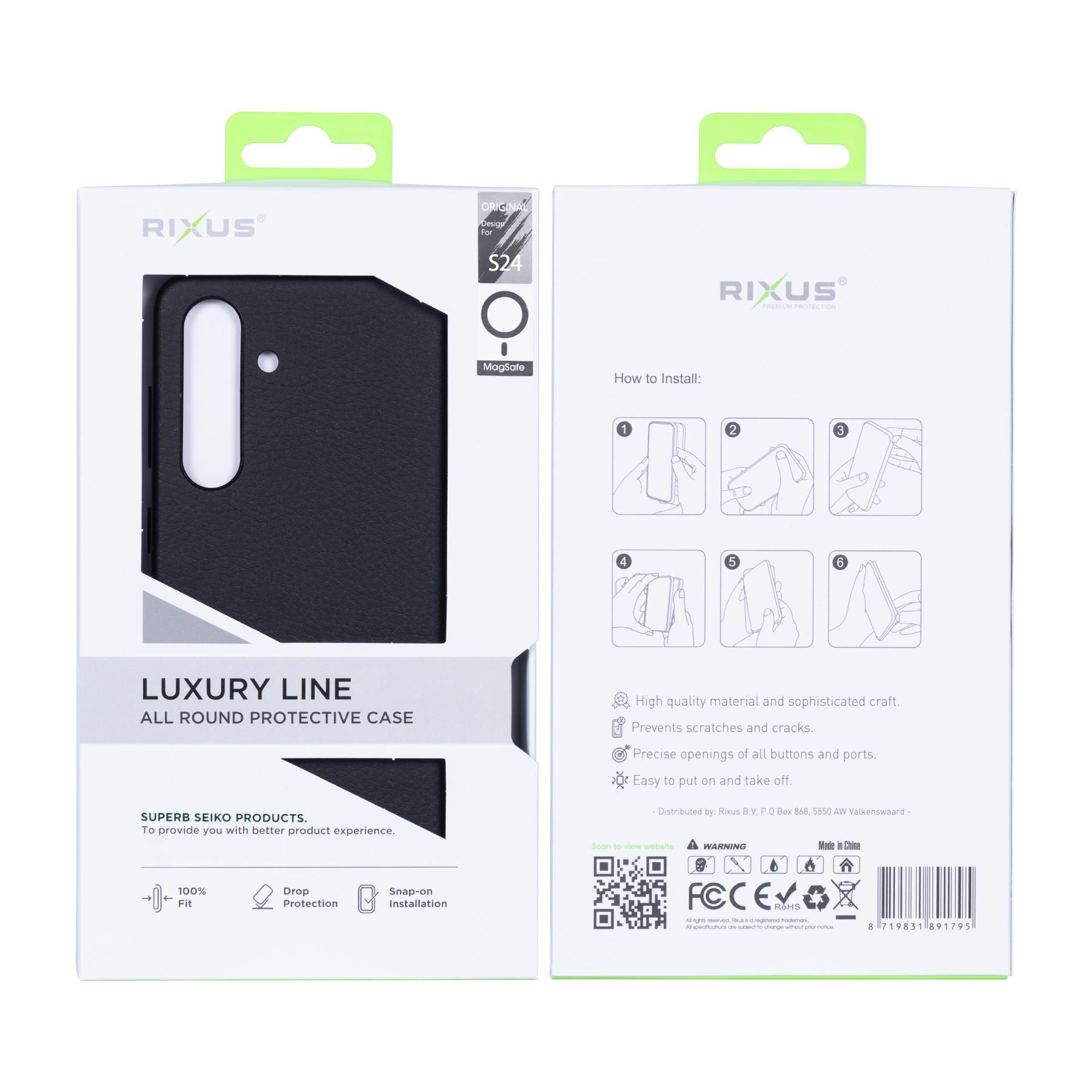 Rixus Classic 02 Case With MagSafe For Samsung Galaxy S24 S921B Black