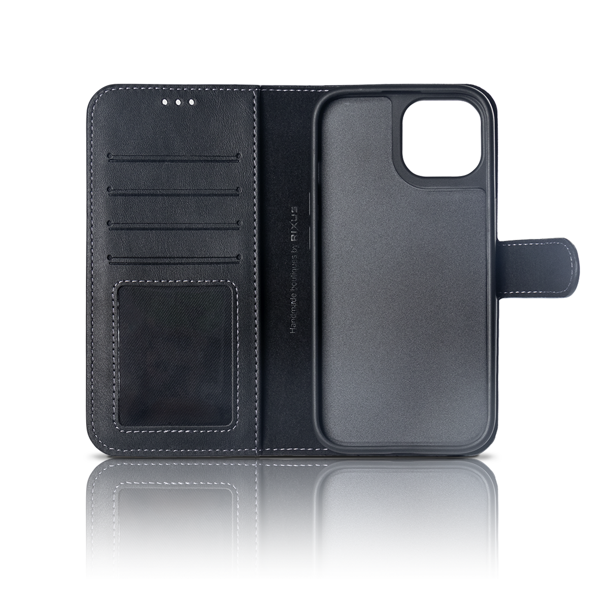 Rixus For iPhone 15 Plus Duo Magnetic Detachable Wallet Black