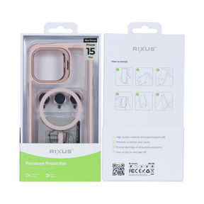 Rixus Classic 03 Case With MagSafe For iPhone 15 Plus Light Pink