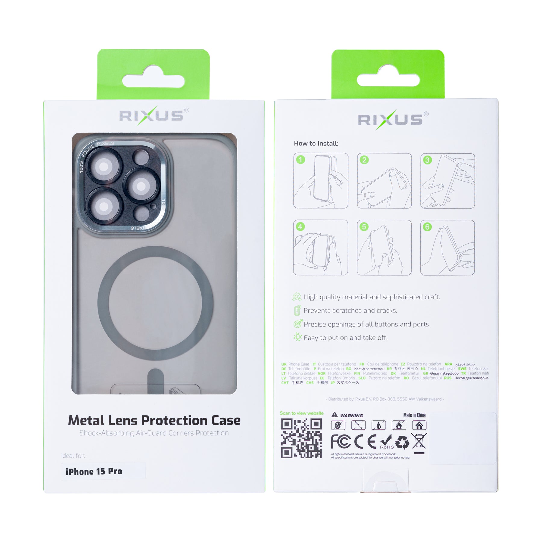 Rixus Classic 04 Case With MagSafe For iPhone 15 Pro Grey