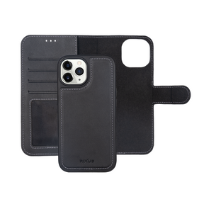 Rixus For iPhone 11 Pro Max Duo Magnetic Detachable Wallet Black