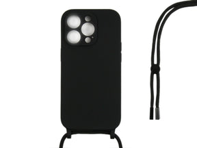 Rixus For iPhone 14 Pro TPU Necklace Cord Cover Black