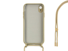 Rixus For iPhone XR TPU Necklace Cord Cover Gold