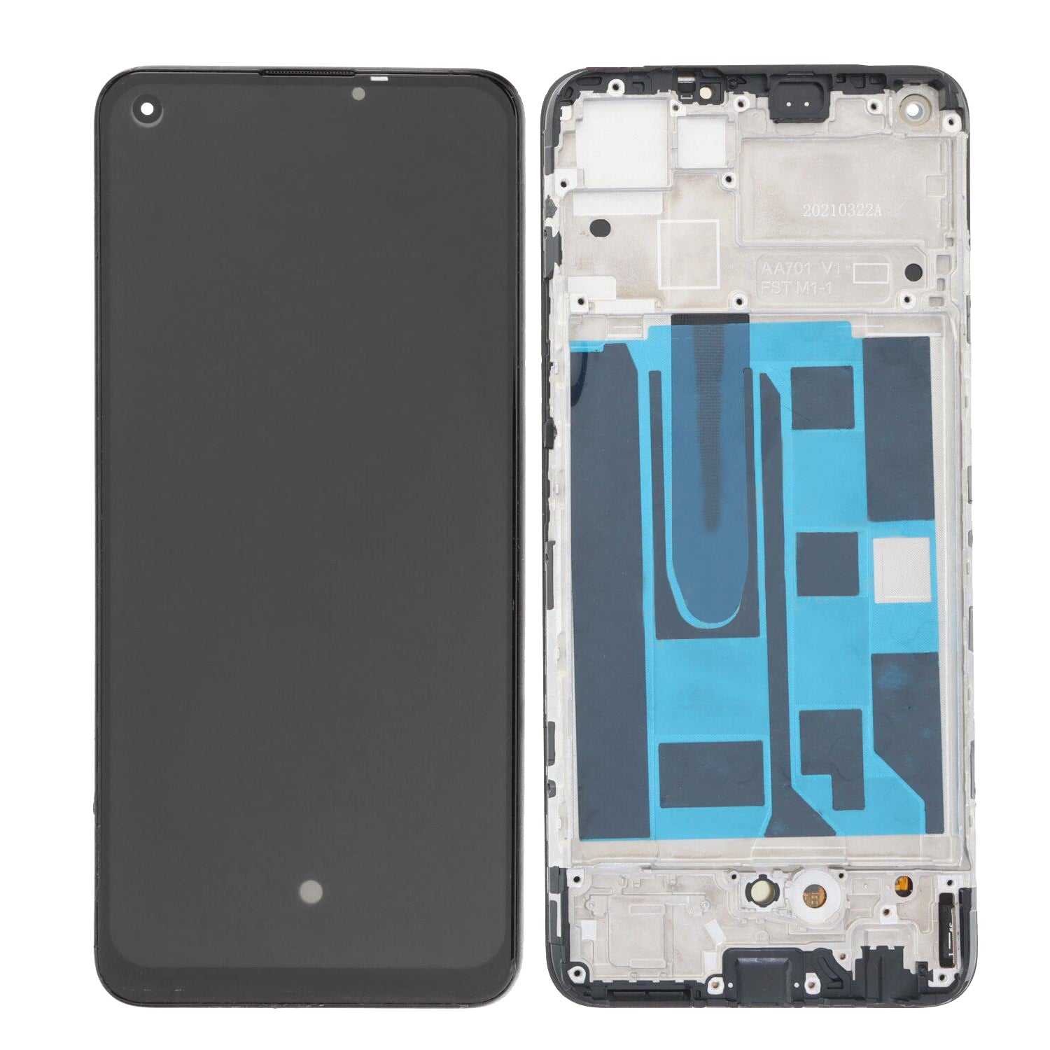 Realme 8 RMX3085 Display And Digitizer With Frame Black Service Pack