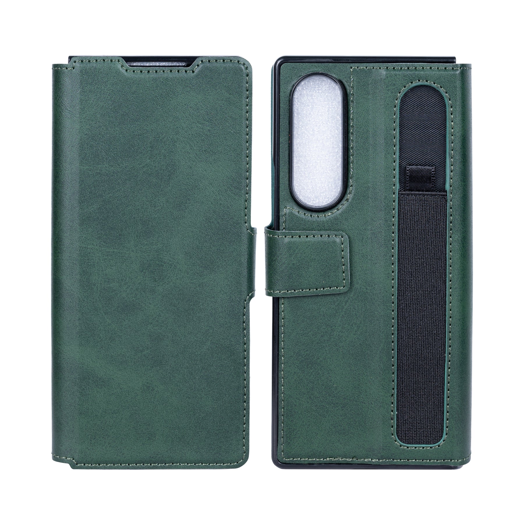 Rixus Wallet Case For Samsung Galaxy Z Fold 4 With Pen Holder Green