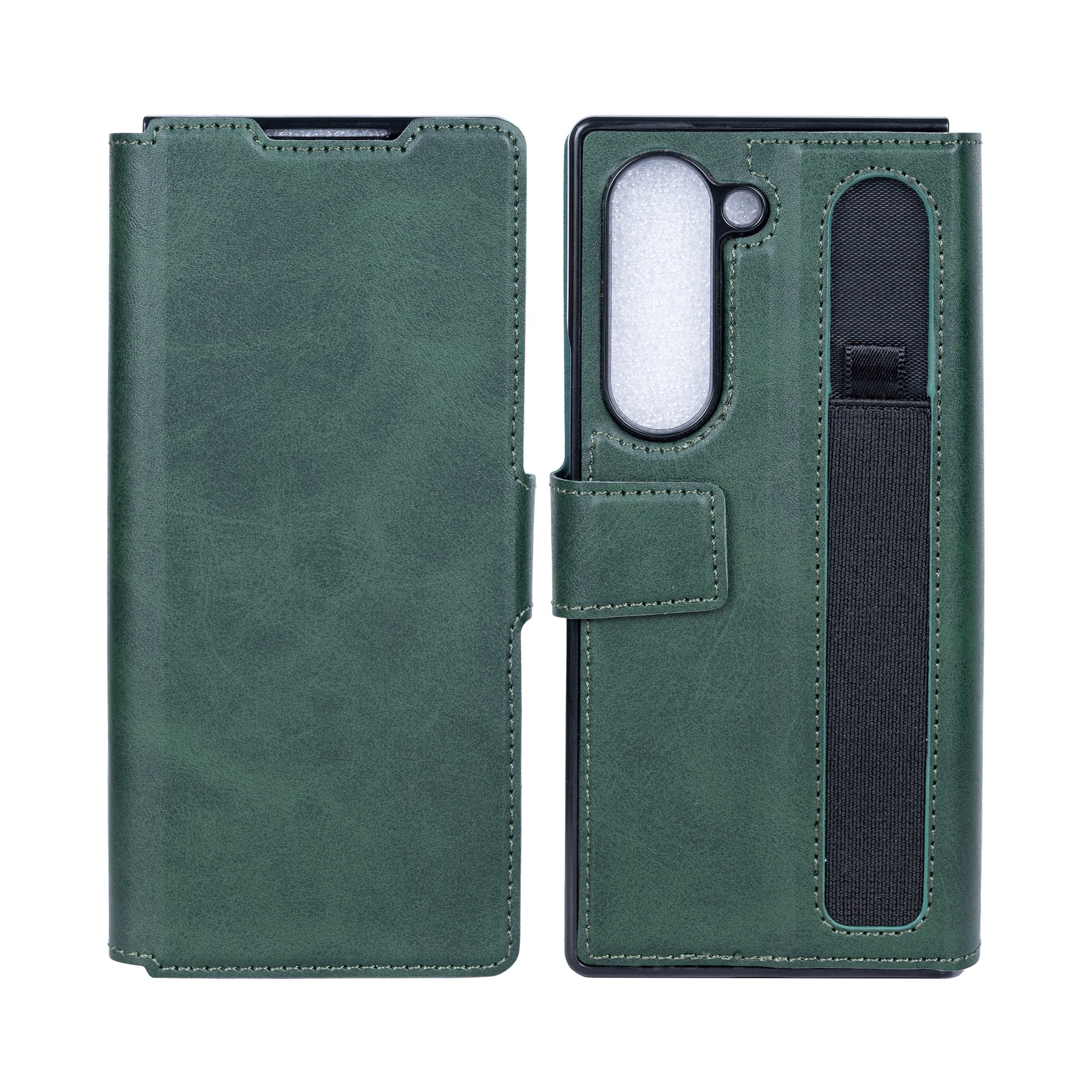 Rixus Wallet Case For Samsung Galaxy Z Fold 5 With Pen Holder Green