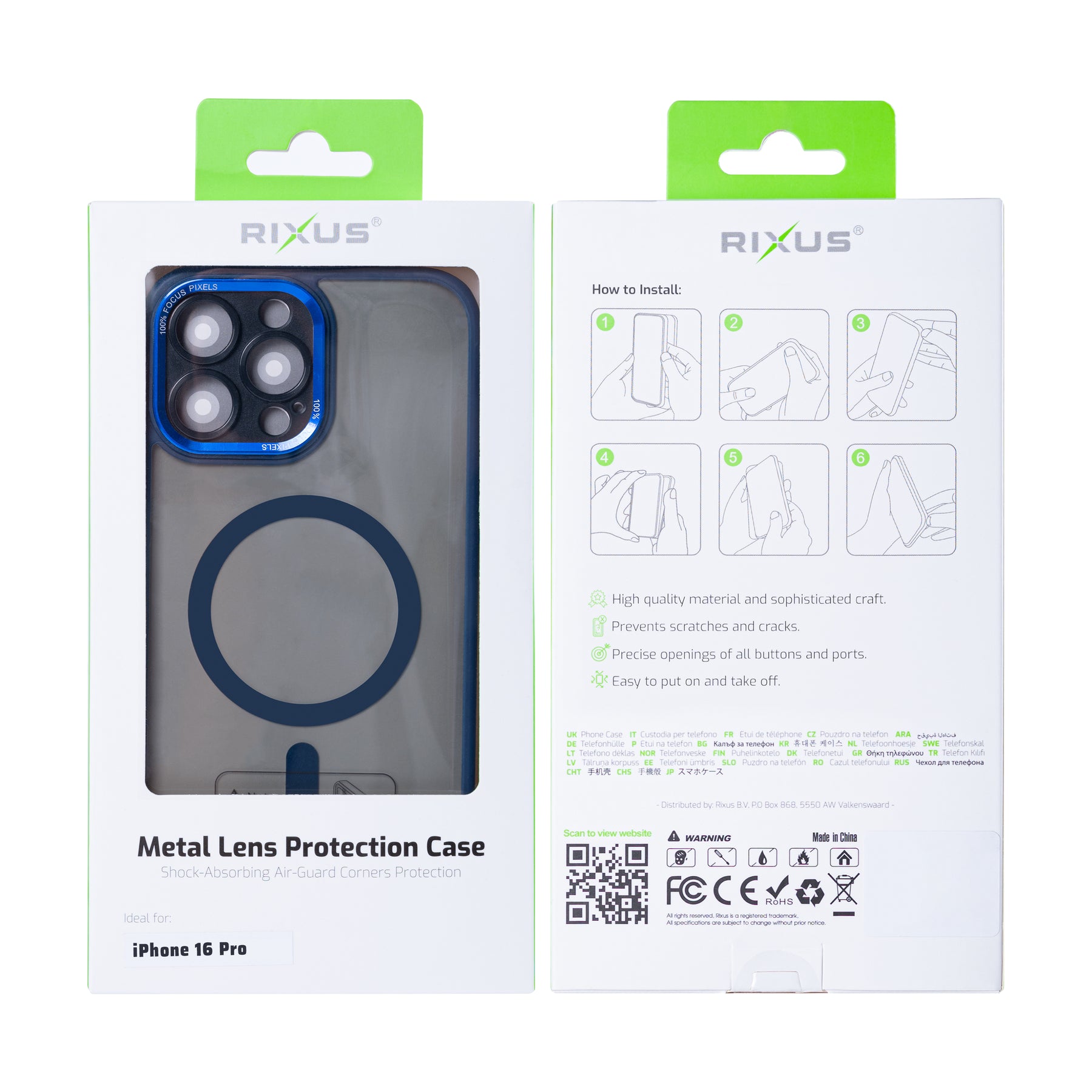 Rixus Classic 04 Case With MagSafe For iPhone 16 Pro Dark Blue