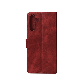 Rixus Bookcase For Samsung Galaxy A25 5G A256B Dark Red