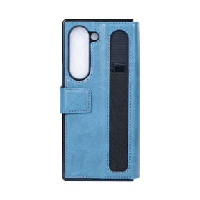 Rixus Wallet Case For Samsung Galaxy Z Fold 5 With Pen Holder Sierra Blue