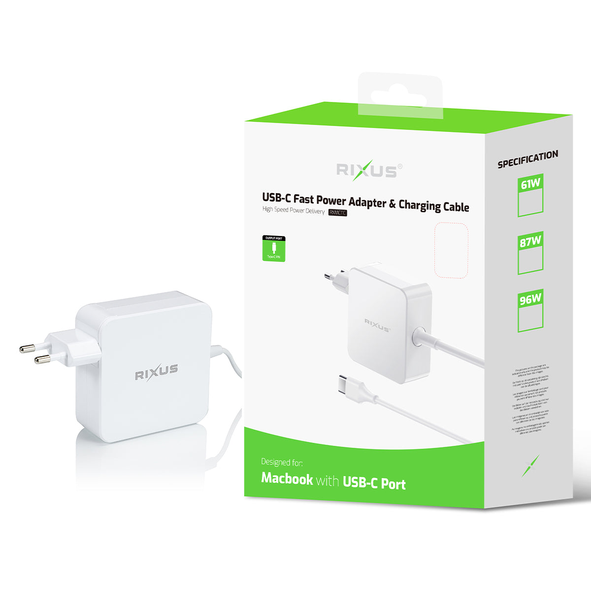 Rixus RXMCTC 87W Power Adapter 87W USB-C White