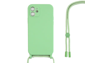 Rixus For iPhone 12 Mini TPU Necklace Cord Cover Matcha