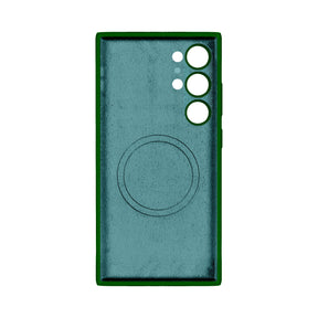 Rixus For Samsung Galaxy S24 Ultra 5G S928B Soft TPU Phone Case Dark With MagSafe Green