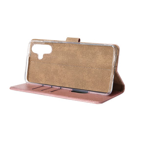 Rixus Bookcase For Samsung Galaxy A05 A055F Pink