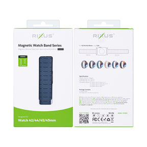 Rixus For Apple Watch 42mm, 44mm, 45mm, 49mm Silicone Band With Magnetic Blue + Midnight