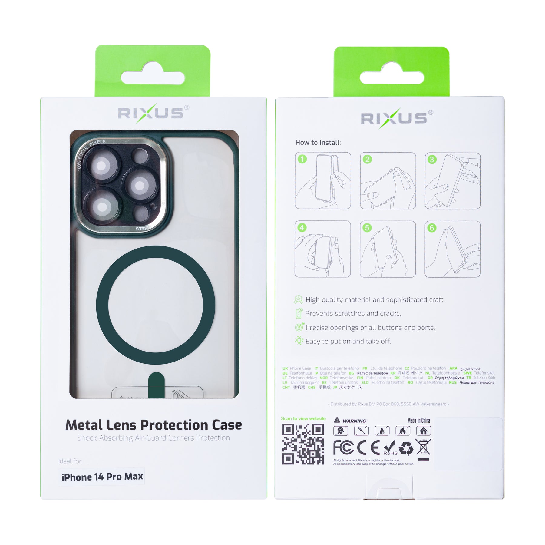 Rixus Classic 04 Case With MagSafe For iPhone 14 Pro Max Dark Green