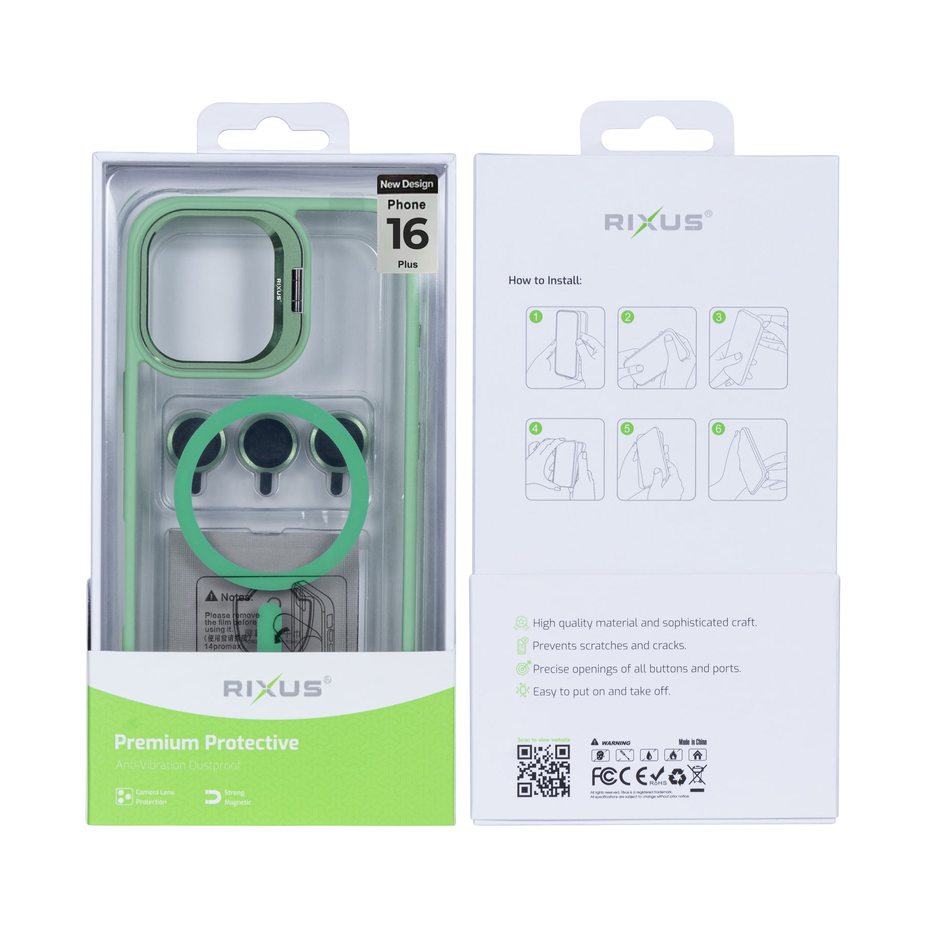 Rixus Classic 03 Case With MagSafe For iPhone 16 Plus Light Green