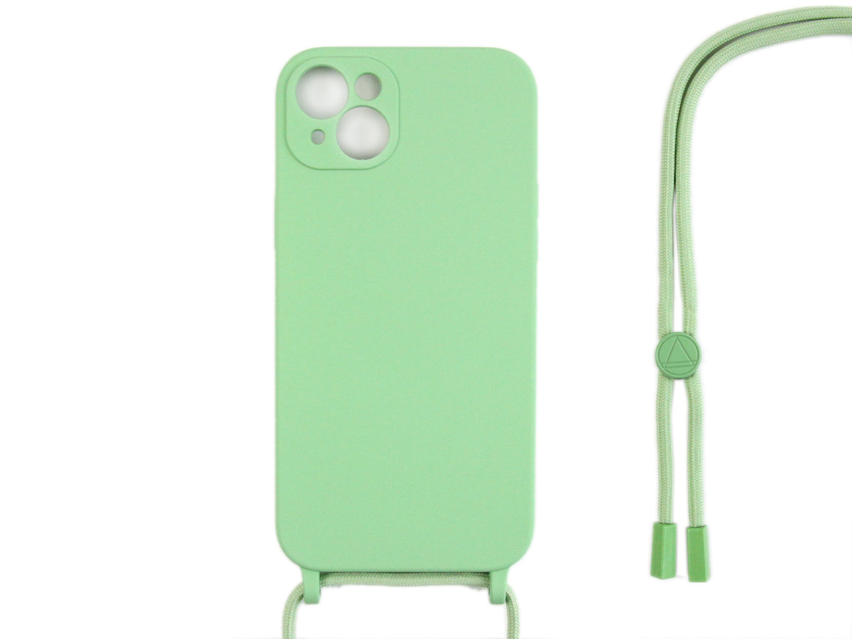 Rixus For iPhone 15 Plus TPU Necklace Cord Cover Matcha