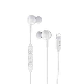 Rixus RXHD56LW Lighting Wired Earbud Type Headphone With Microphone White