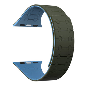 Rixus For Apple Watch 38mm, 40mm, 41mm Silicone Band With Magnetic Dark Green + Deep Blue