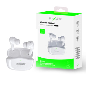 Rixus RXBT809A Crystal Clear Noise Cancelling Wireless Earphone White