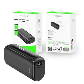 Rixus RXPB23 Compact Powerbank Digital Display 5000mAh Black