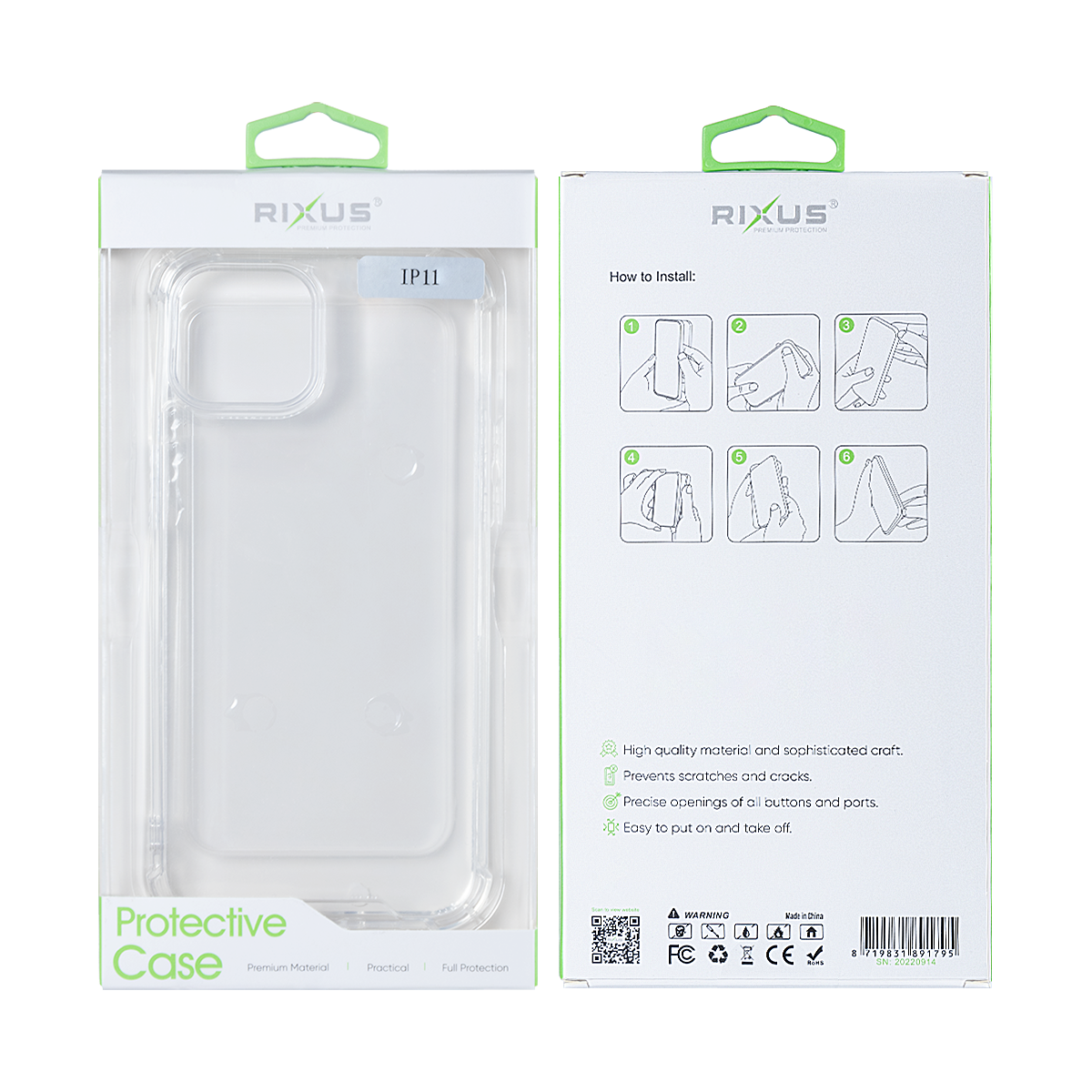 Rixus For iPhone 11 Anti-Burst Case Transparent