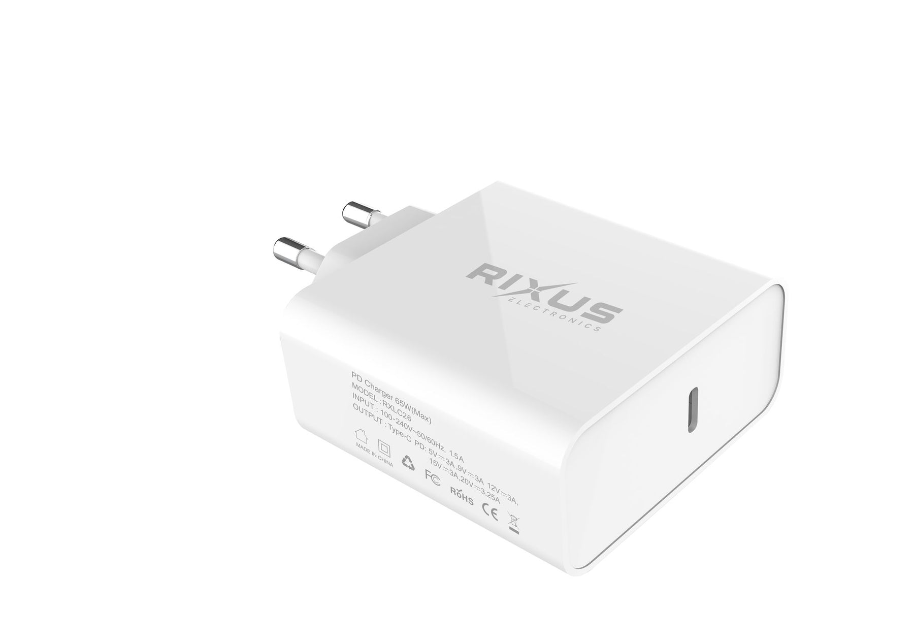 Rixus RXLC26 Universal USB-C Charger White