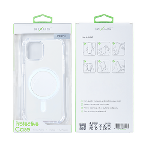 Rixus For iPhone 13 Pro Anti-Burst Case With Magsafe Transparent