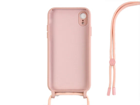 Rixus For iPhone XR TPU Necklace Cord Cover Pink