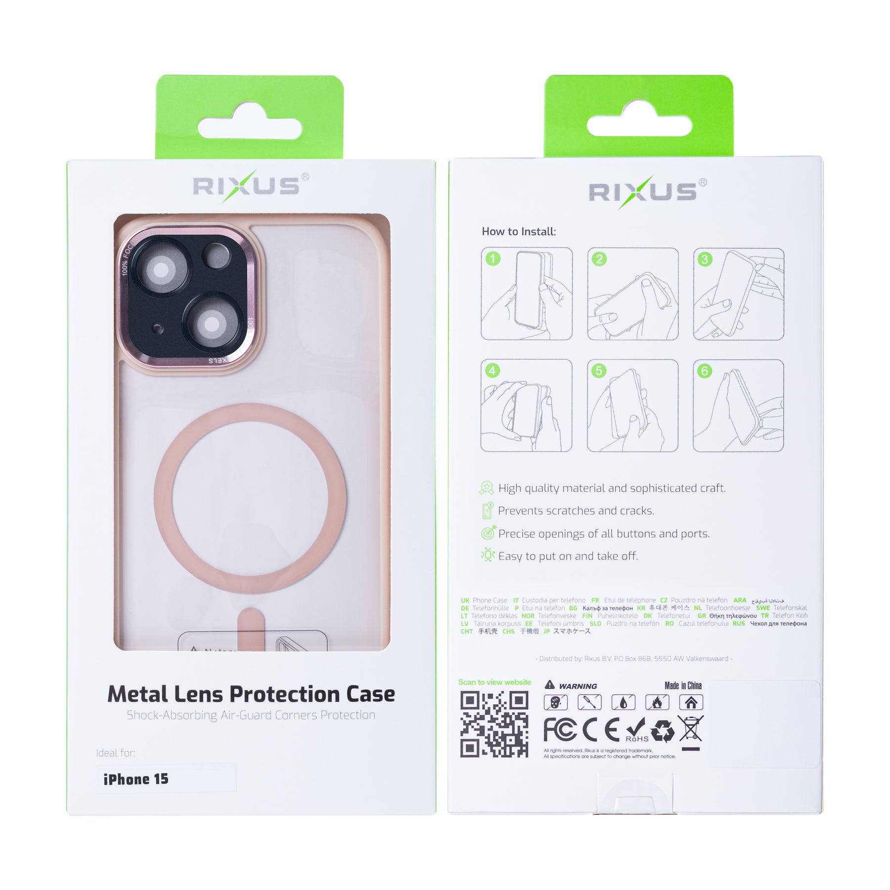 Rixus Classic 04 Case With MagSafe For iPhone 15 Pink