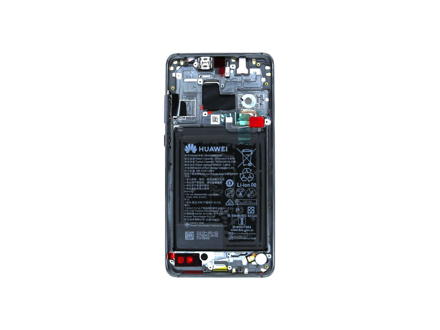 Huawei Mate 20 Display And Digitizer With Frame Black Service Pack