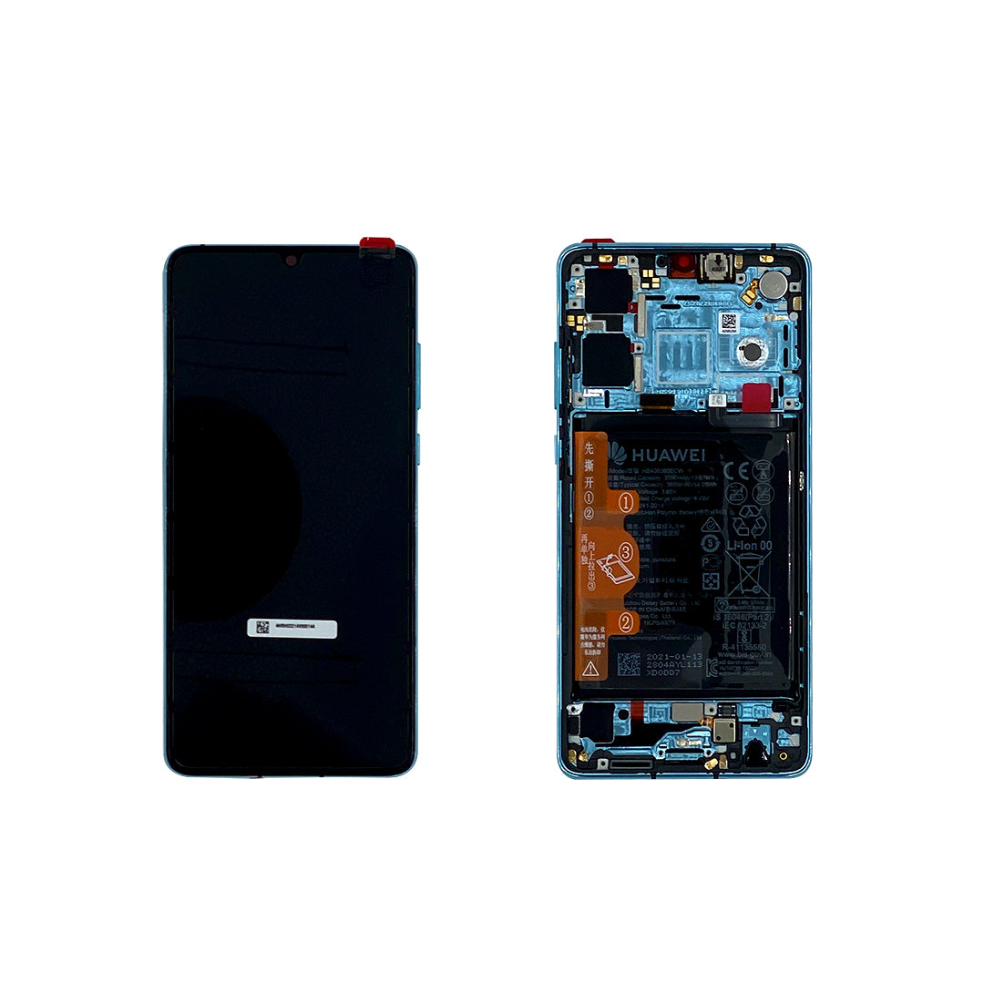 Huawei P30 (ELE-L29, ELE-L09) New Version Display And Digitizer Complete Aurora Blue Service Pack