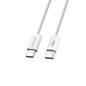 Rixus RXUC15C USB-C to USB-C Nylon Braided Cable 100CM White