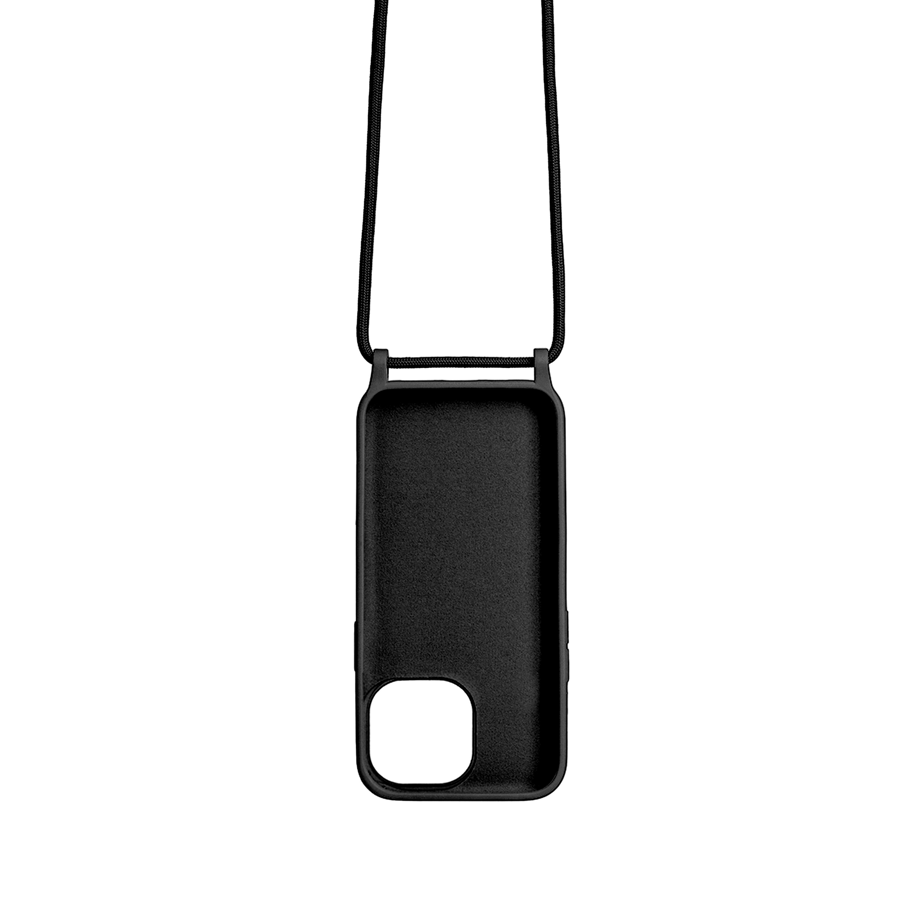 Rixus For iPhone 15 TPU Necklace Cord Cover Black