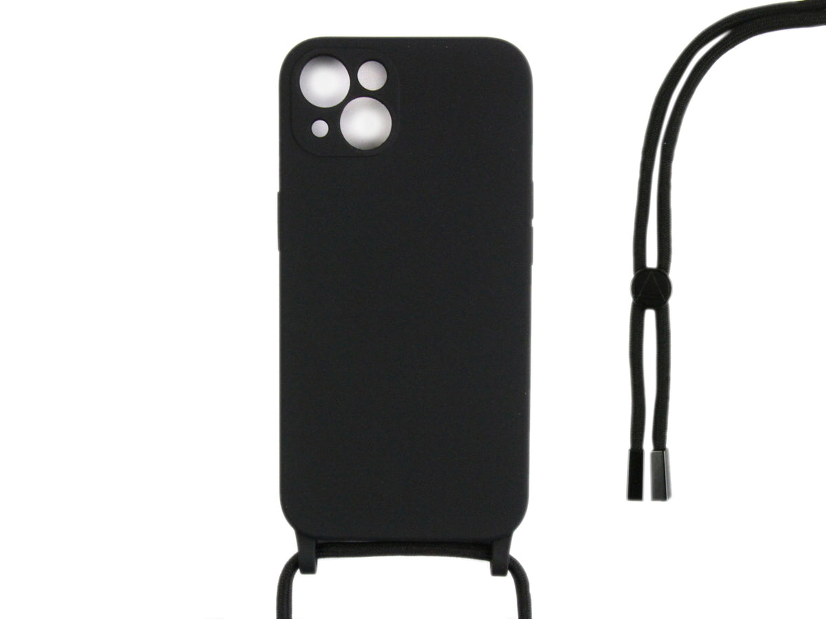 Rixus For iPhone 13 Mini TPU Necklace Cord Cover Black
