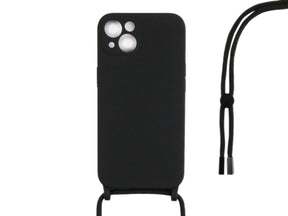 Rixus For iPhone 13 Mini TPU Necklace Cord Cover Black