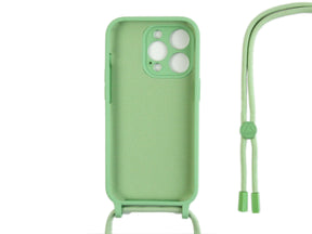 Rixus For iPhone 14 Pro Max TPU Necklace Cord Cover Matcha