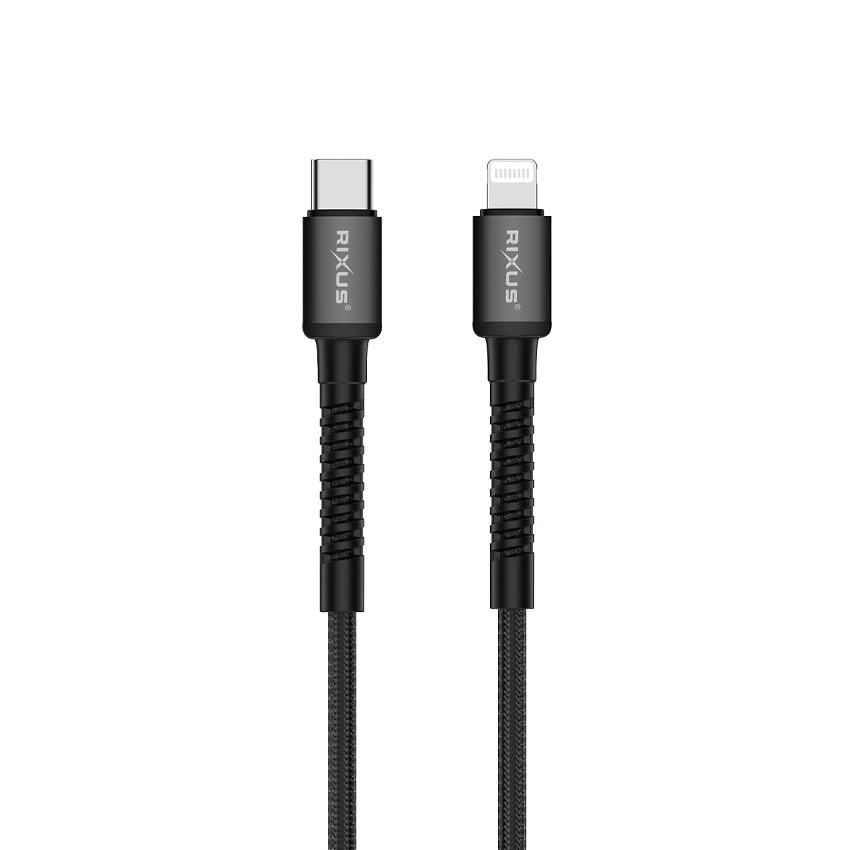 Rixus RXU71CA Nylon Braided USB-C To Lightning Cable 120CM Black