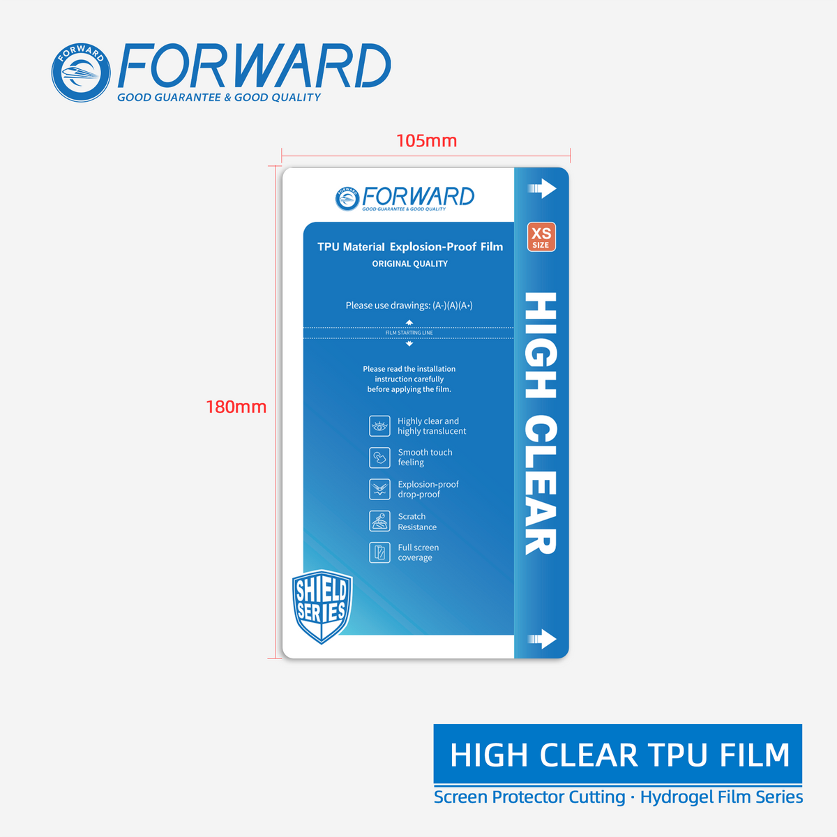 Forward 7" High Clear Flexible Explosion-proof Film (XS) (50 Pieces)