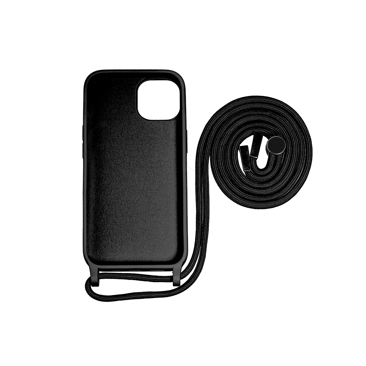 Rixus For iPhone 11 TPU Necklace Cord Cover Black