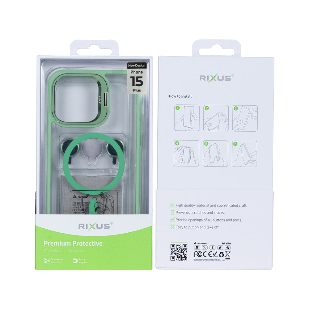 Rixus Classic 03 Case With MagSafe For iPhone 15 Plus Light Green