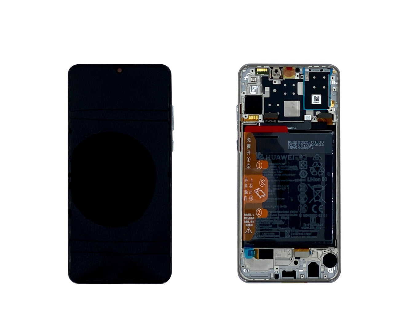 Huawei P30 Lite New Edition Display And Digitizer With Frame Pearl White Service Pack