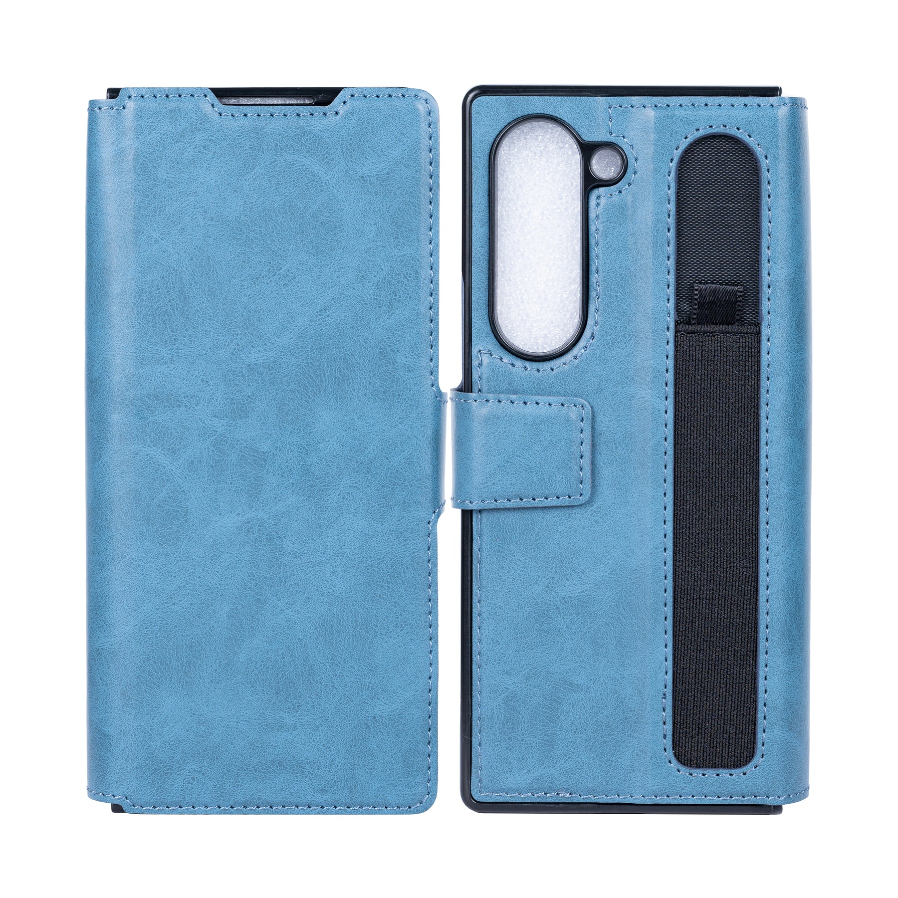 Rixus Wallet Case For Samsung Galaxy Z Fold 6 With Pen Holder Sierra Blue