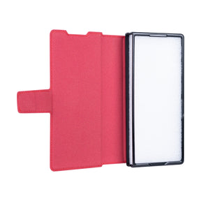 Rixus Wallet Case For Samsung Galaxy Z Fold 5 With Pen Holder Red