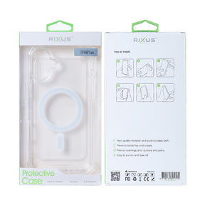 Rixus For iPhone 16 Plus Anti-Burst Case With MagSafe Transparent