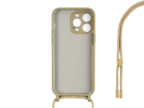 Rixus For iPhone 12 Pro TPU Necklace Cord Cover Gold