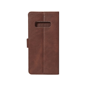 Rixus Bookcase For Samsung Galaxy Note 8 N950F Gold Brown