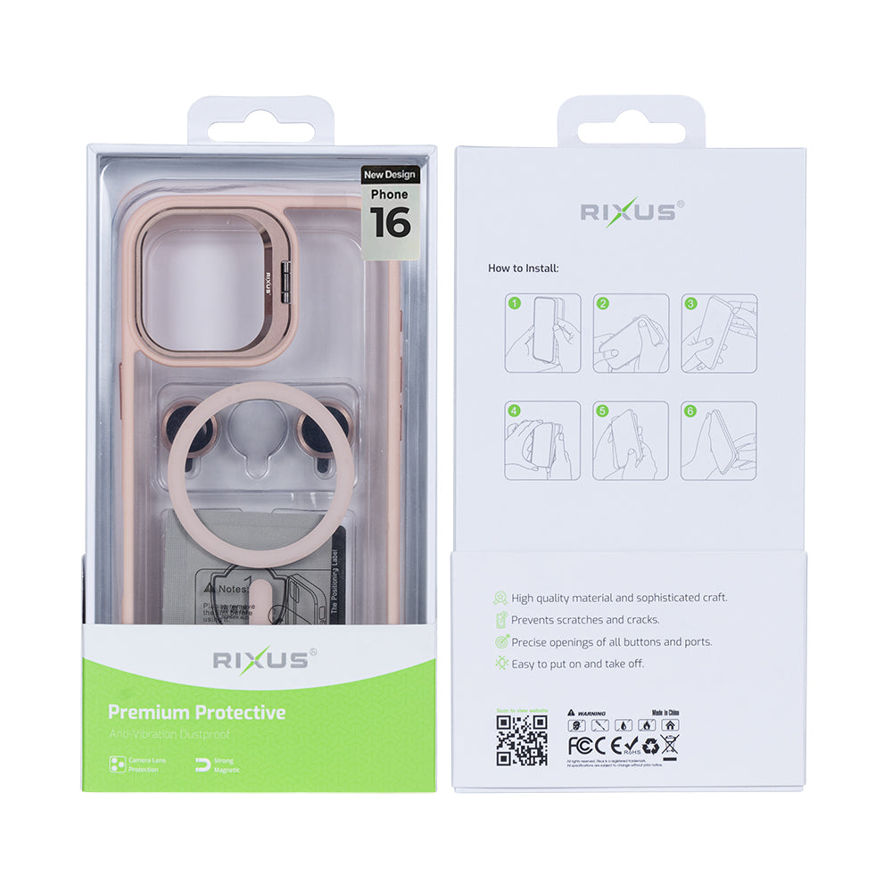 Rixus Classic 03 Case With MagSafe For iPhone 16 Light Pink