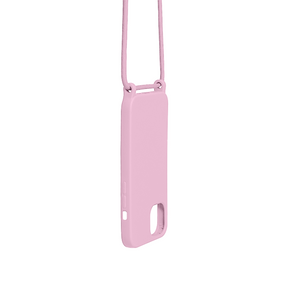 Rixus For iPhone 15 Pro TPU Necklace Cord Cover Pink